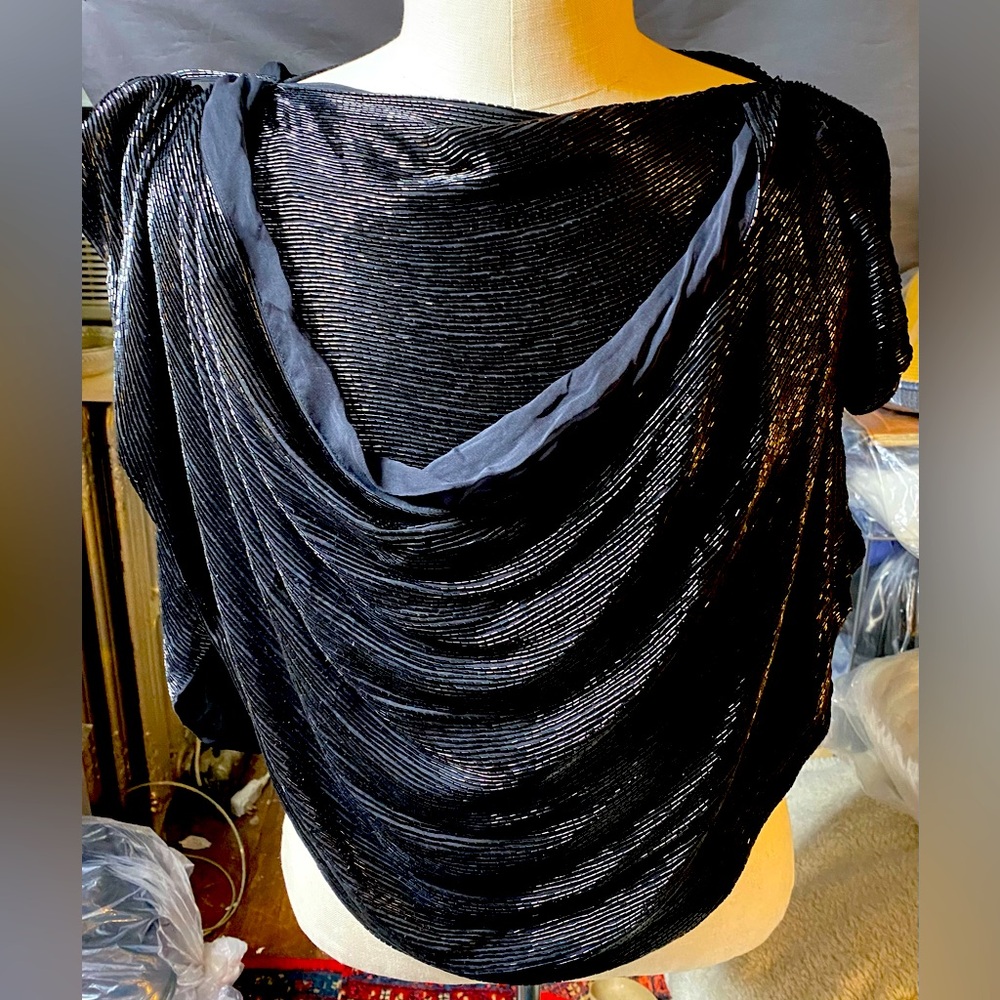 Black silk and beaded top